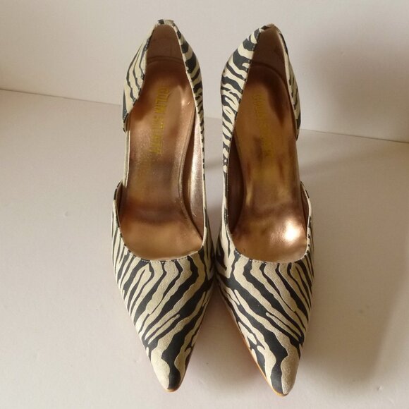 Colin Stuart Suede Pointed Toe Stiletto Heel Pumps Black/Ivory Size 8.5 New - Picture 1 of 8